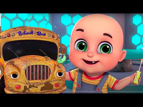 The Wheels On The Bus in Garage | Construction truck, fire trucks | jugnu kids Baby songs The Wheels On The Bus in Garage | Construction truck, fire trucks | jugnu kids Baby songs